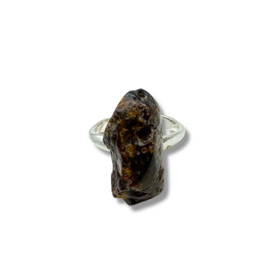Sterling Silver  Raw Amber Ring