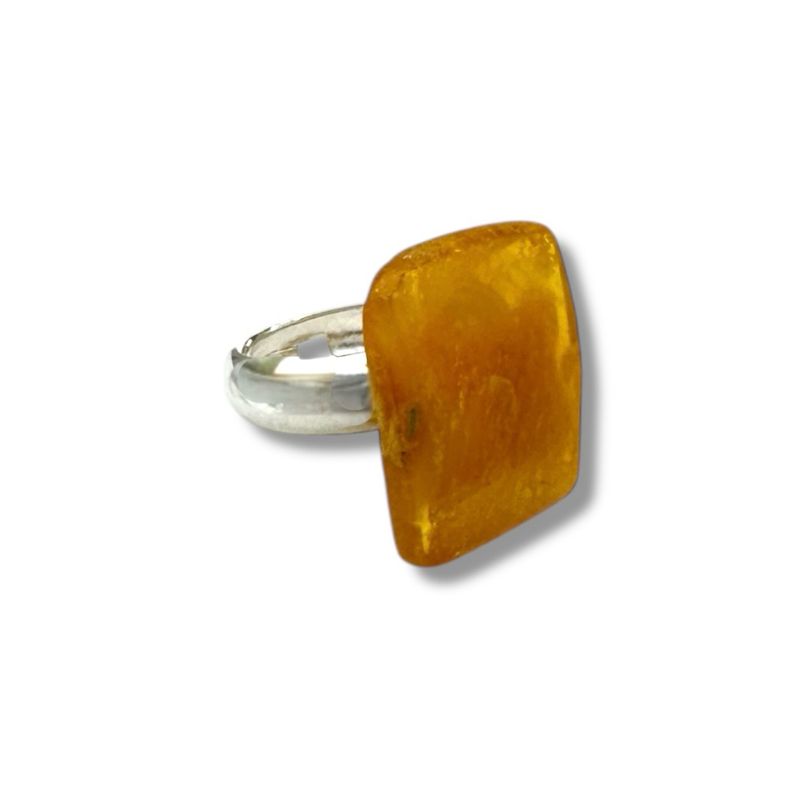 Sterling Silver Cognac Amber Ring