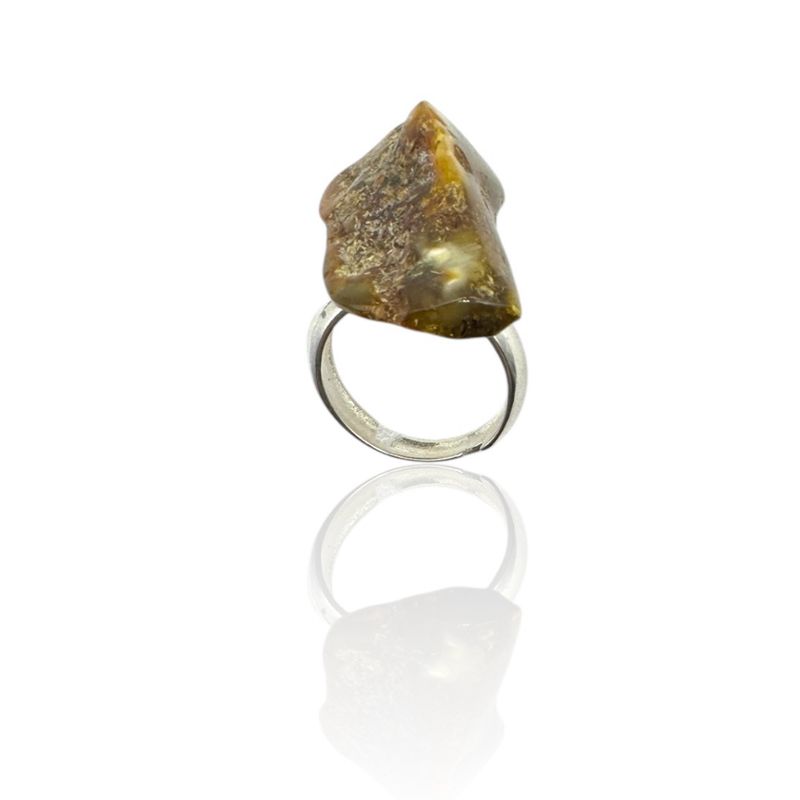 Sterling Silver Raw Amber Ring