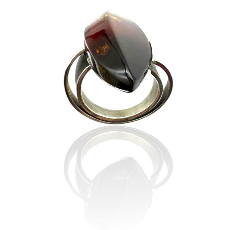 Sterling Silver Cherry Amber Ring