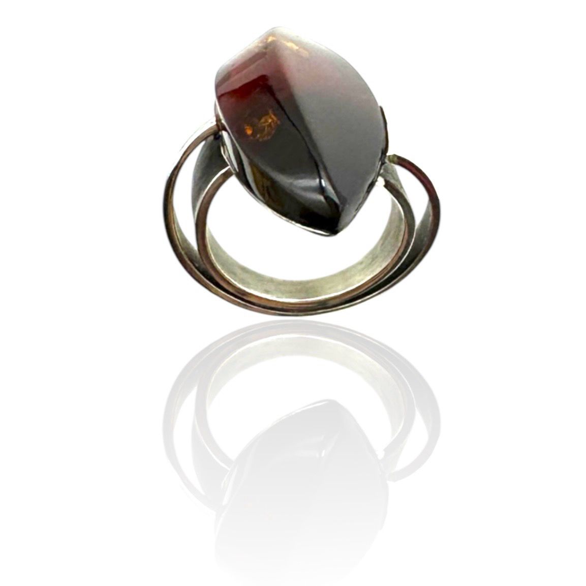 Sterling Silver Cherry Amber Ring