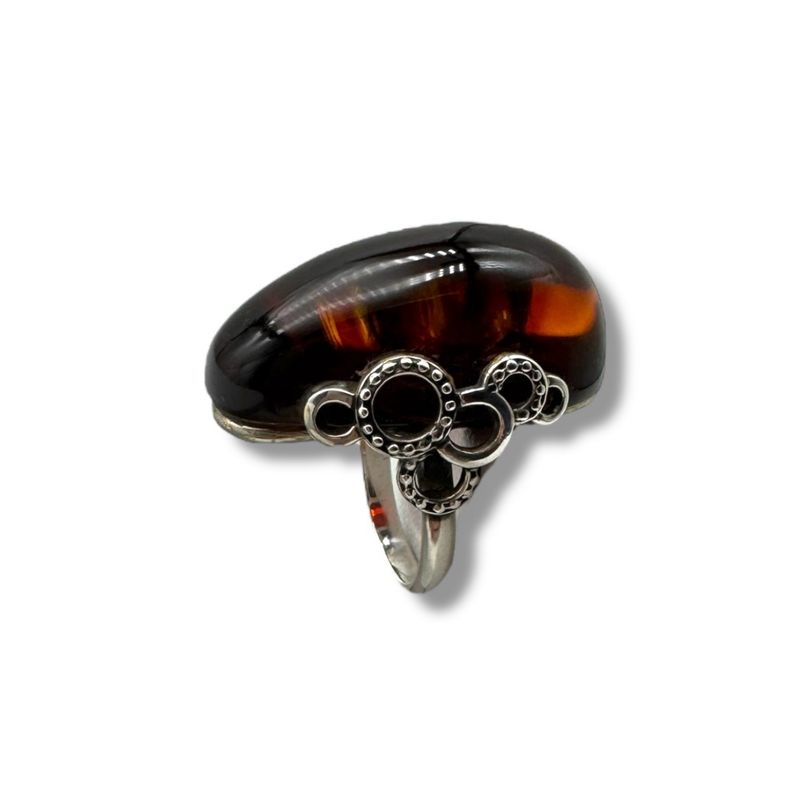 Sterling Silver Cherry Amber Ring