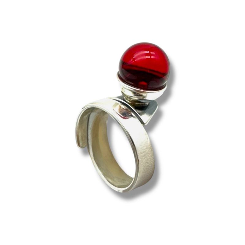 Sterling Silver Cherry Amber Ring