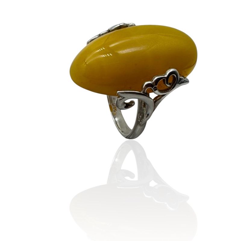 Sterling Silver Butterscotch Amber Ring