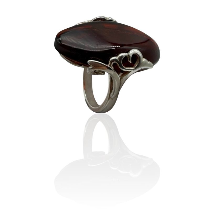 Sterling Silver Cherry Amber Ring