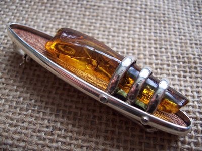 Silver and Amber Brooch