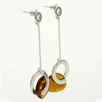 Silver and Amber Earrings