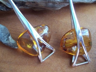 Silver and Amber Earrings