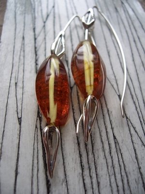 Silver and Amber Earrings