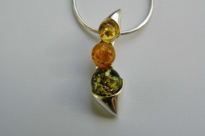 "Rainbow Claw" Silver and Amber Pendant