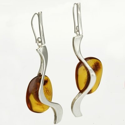 Silver and Amber Earrings