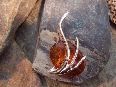 Silver and Amber Pendant