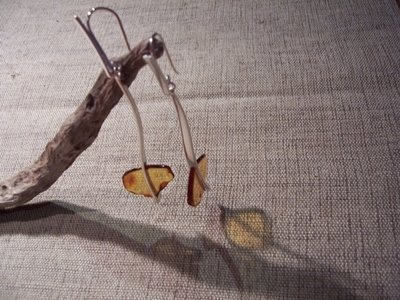Silver and Amber Earrings