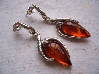 Silver and Amber Earrings