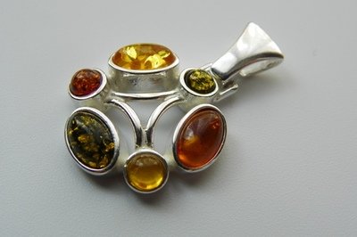 &quot;Rainbow&quot; Silver and Amber Pendant