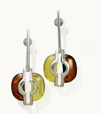 Silver and Amber Earrings