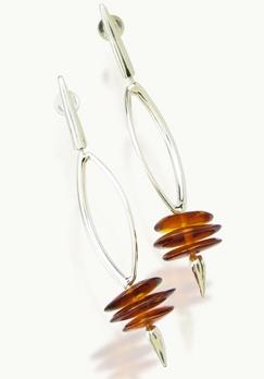 Silver and Amber Earrings