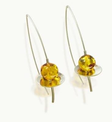 Silver and Amber Earrings
