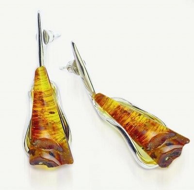 Silver and Amber Earrings