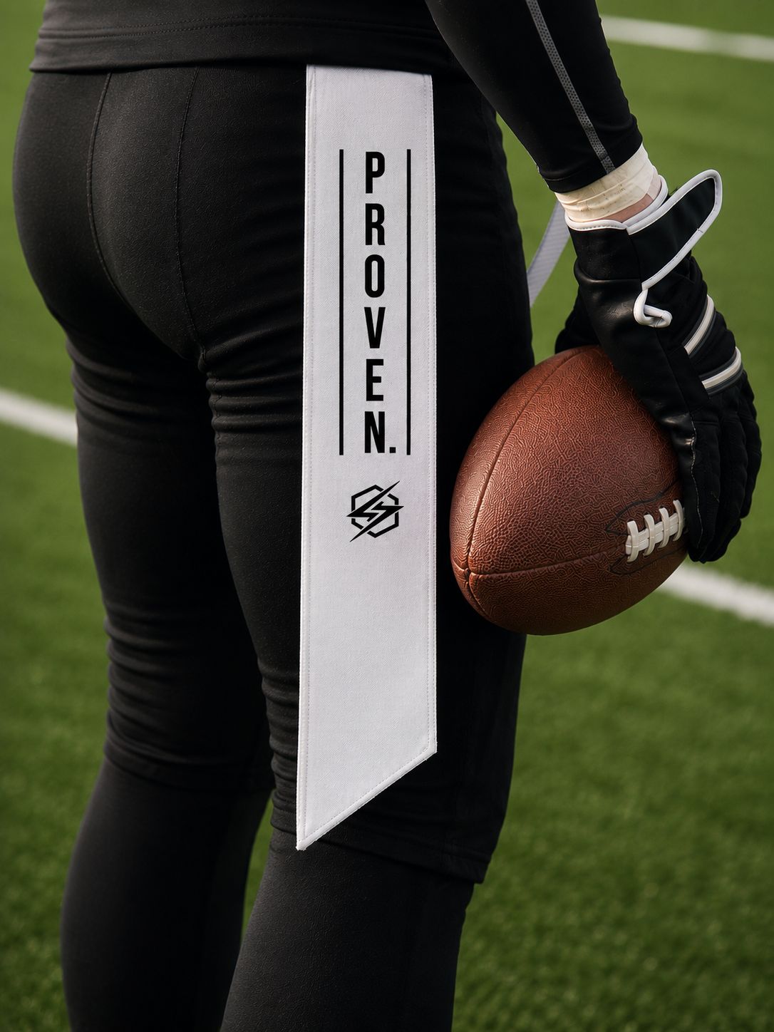 PROVEN Streamer Football Towel (White/Black)
