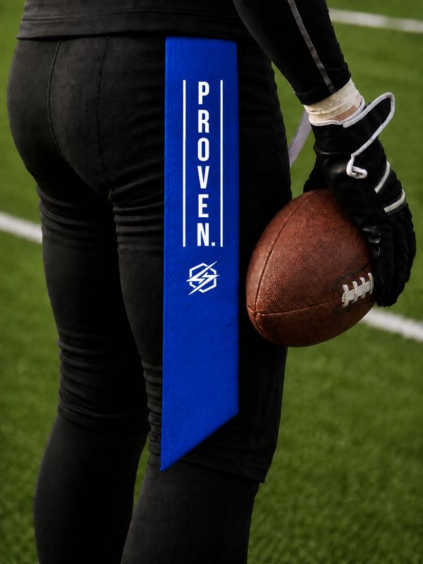 PROVEN Streamer Football Towel (Royal Blue/White)