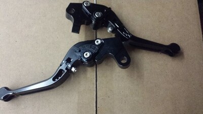 KAYO MiniGP MR125 and 2020 MiniGP MR150R Black Anodized Shorty Folding Brake and Clutch Lever sets