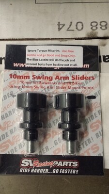 10mm Swing Arm Sliders with Spools For Kawasaki Ninja 250R 300R 400R 500R 650R 750 Black