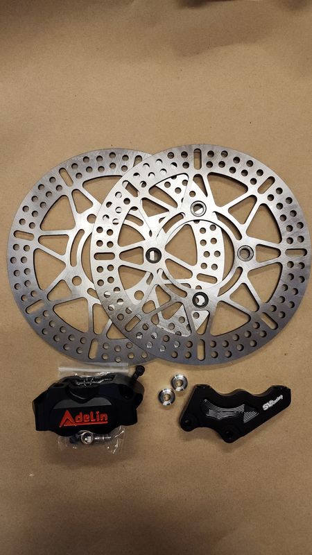 KAYO MiniGP Big Brake Kit- ADELIN 4 Piston Radial Caliper - Upgraded Mounting Bracket and 240mm Rotor, Spacers KAYO MiniGP Big Brake Kit- ADELIN 4 Piston Radial Caliper - Upgraded Mounting Bracket and 240mm Rotor, Spacers