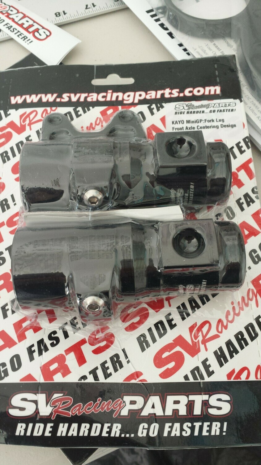 KAYO MiniGP Fork Lugs Upgrade - MR150R - Correct Axle Placement for Perfect Rake and Trail Geometry KAYO MiniGP Fork Lugs Upgrade - MR150R - Correct Axle Placement for Perfect Rake and Trail Geometry