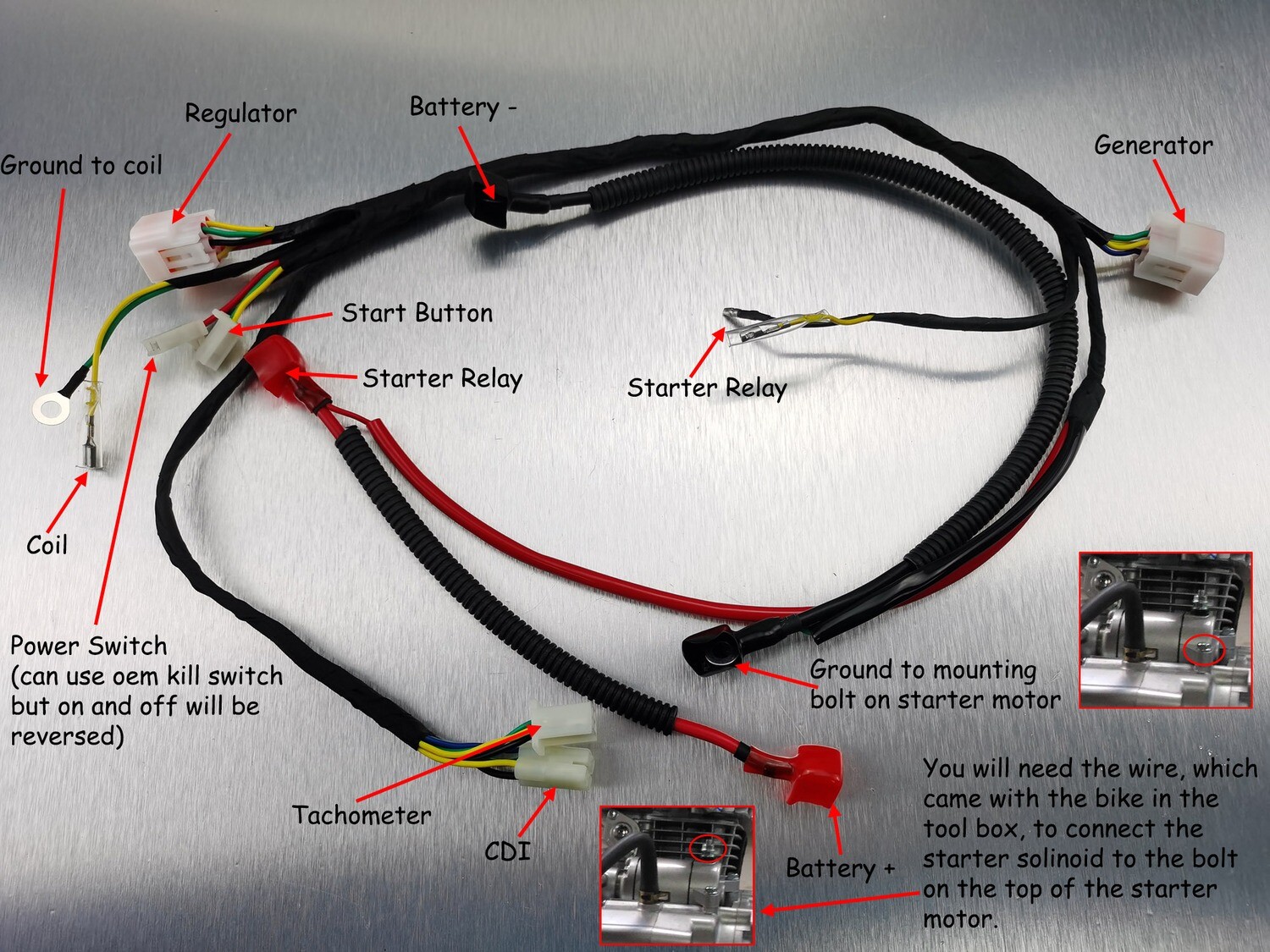 KAYO MiniGP MR150R Bolt On Electric Starter Conversion Kit Complete with Light Weight Lithium Battery and Battery Box Included