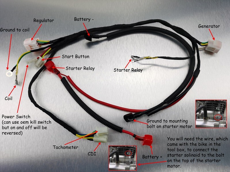 KAYO MiniGP MR150R Bolt On Electric Starter Conversion Kit Complete with Light Weight Lithium Battery and Battery Box Included