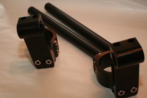 SV650 - DL650 Black SVRP Clip On Riser Bar Sets with 2.5 or 3.5 inch Risers SV650 - DL650 Black SVRP Clip On Riser Bar Sets with 2.5 or 3.5 inch Risers