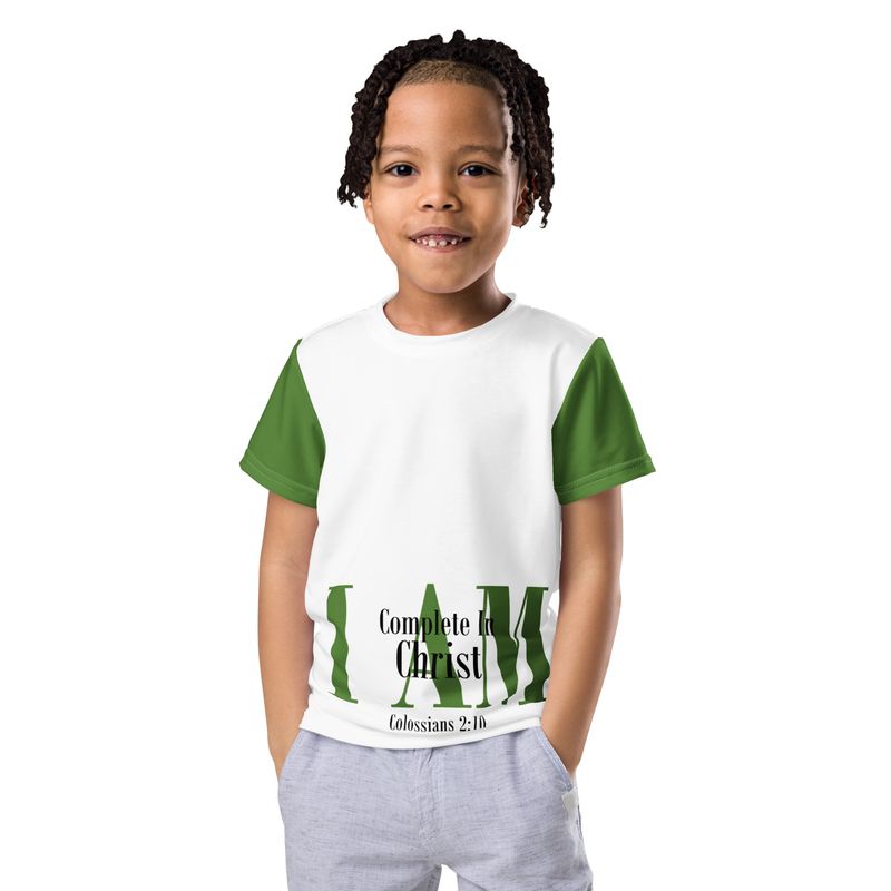 I AM COMPLETE IN CHRIST Genderless Kids crew neck t-shirt