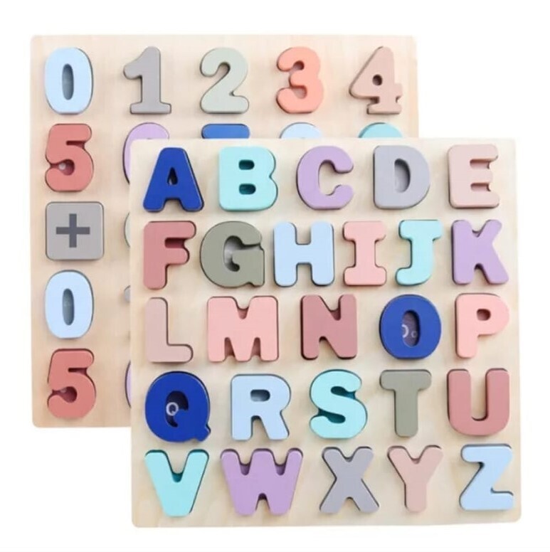 لعبة الاحرف الانجليزية والارقام الخشبية