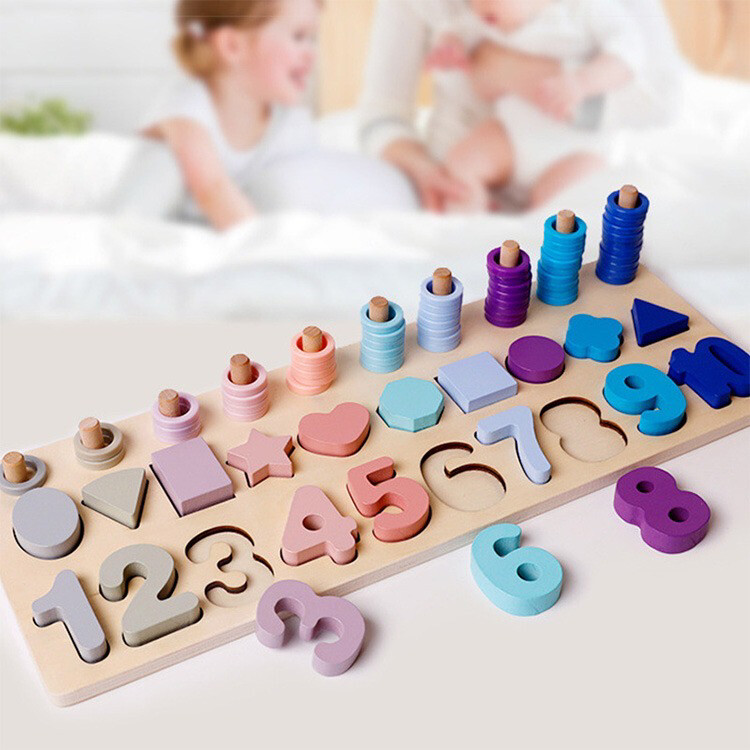 لعبة الارقام والاشكال الهندسية الخشبية