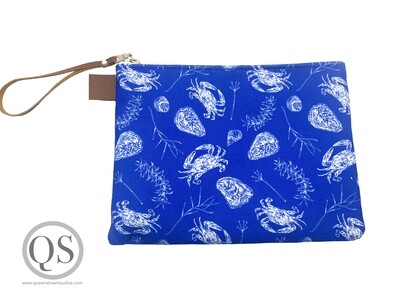 Chesapeake Bay Zippered Accessories Bag in Blue and White