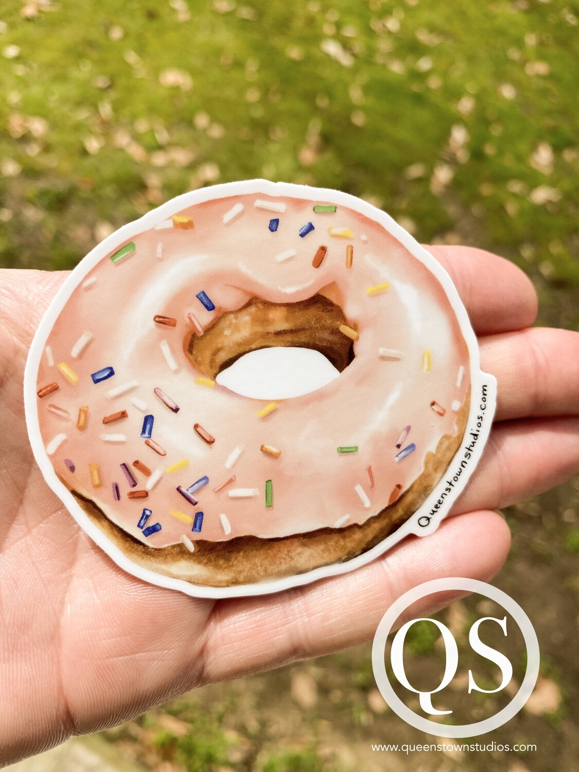 Pink Iced Donut with Sprinkles Durable Vinyl Sticker