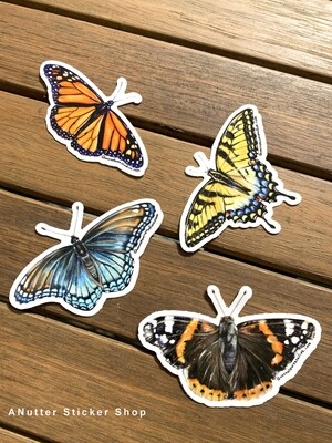 Colorful Butterfly Vinyl Sticker Set- four stickers