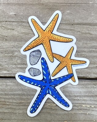 Yellow and Blue Starfish Vinyl Sticker