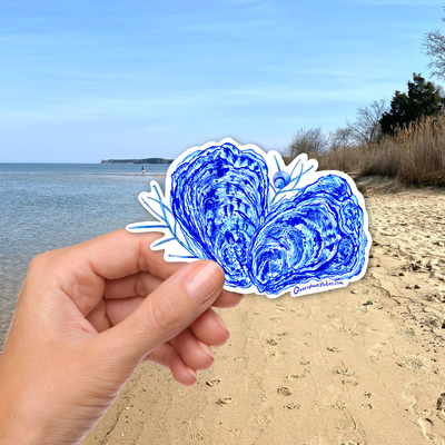 Pen and Ink Blue Oyster Vinyl Sticker