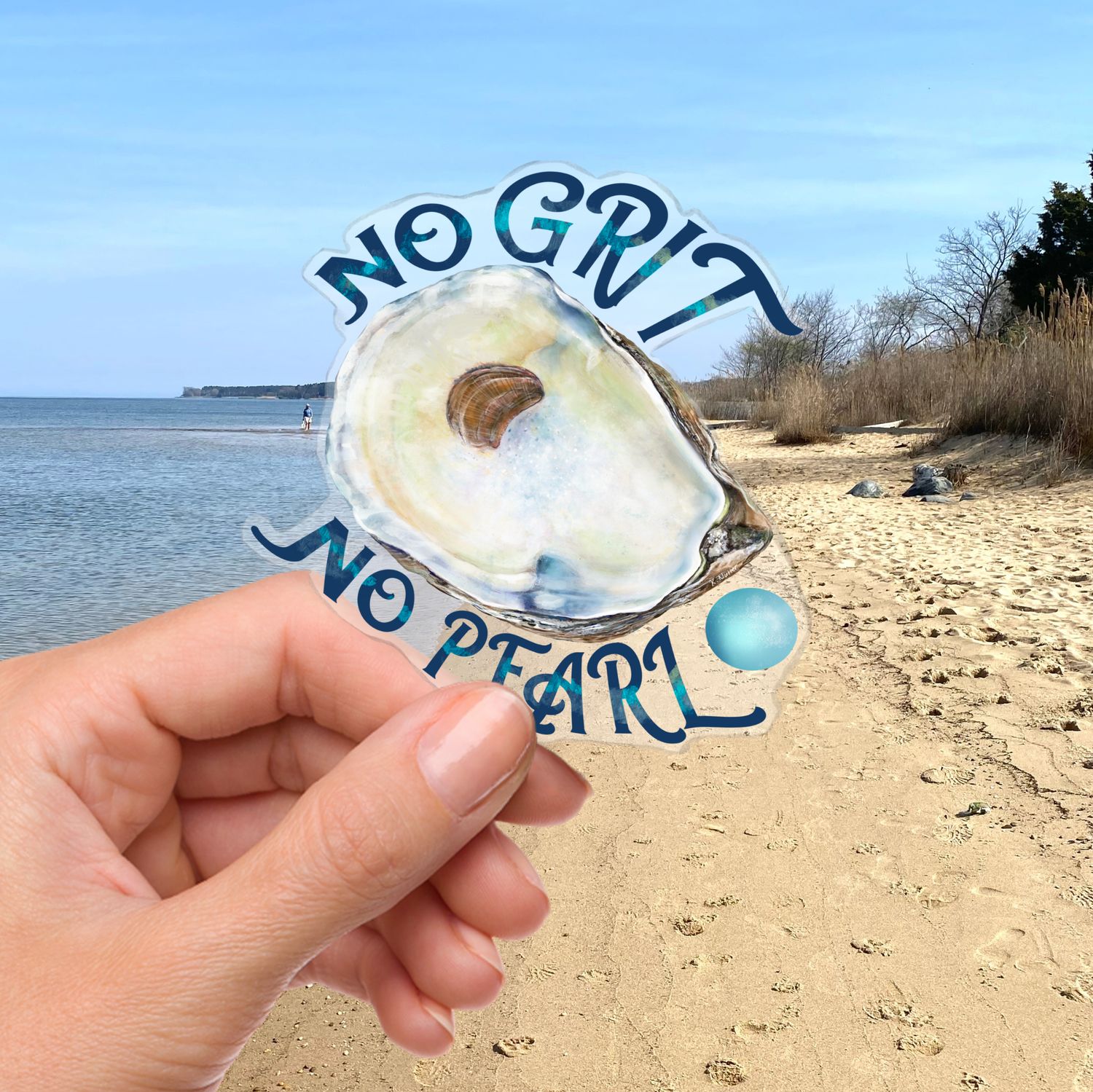 &quot;No Grit No Pearl&quot; Vinyl Oyster Sticker with Southern Charm