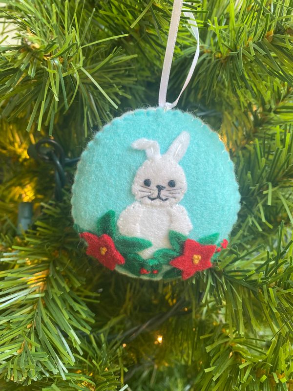 Aqua Handmade Felt Christmas Ornament