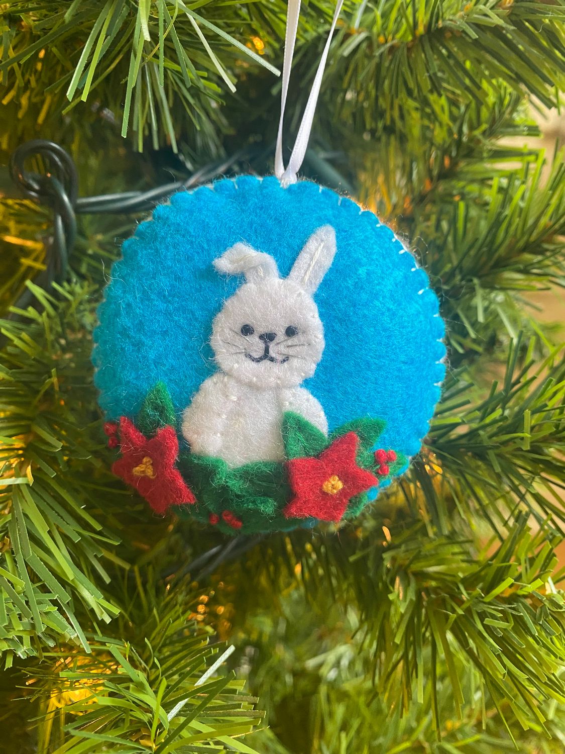 Turquoise Handmade Felt Christmas Ornament