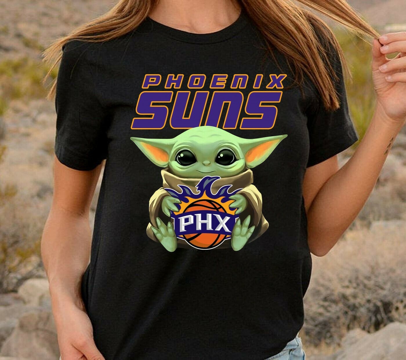 Phoenix Suns Phx Baby Yoda Star Wars The Mandalorian The Child First Memories Floating Nba Basketball Dad Mon Kid Fan Gift T Shirt Long Sleeve Sweatshirt Hoodie Jolly Family Gifts