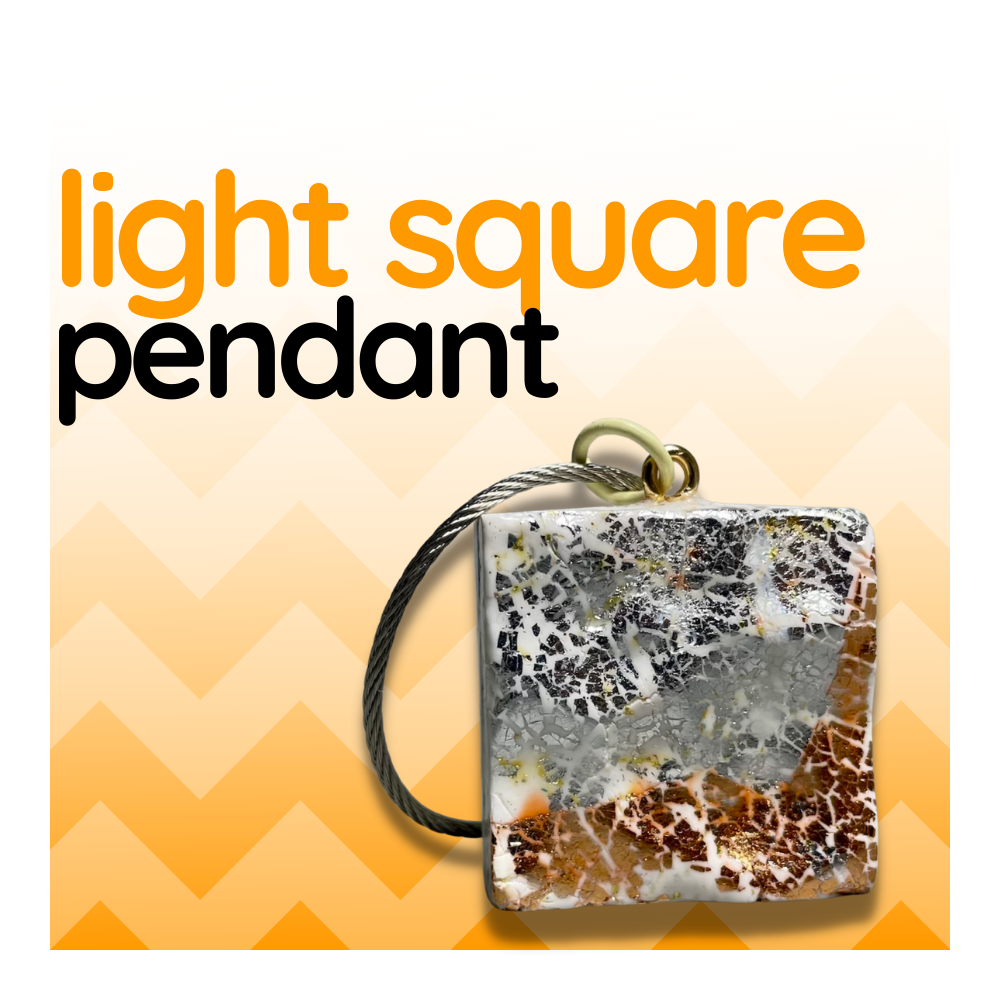 Light Square Polymer Clay Pendant