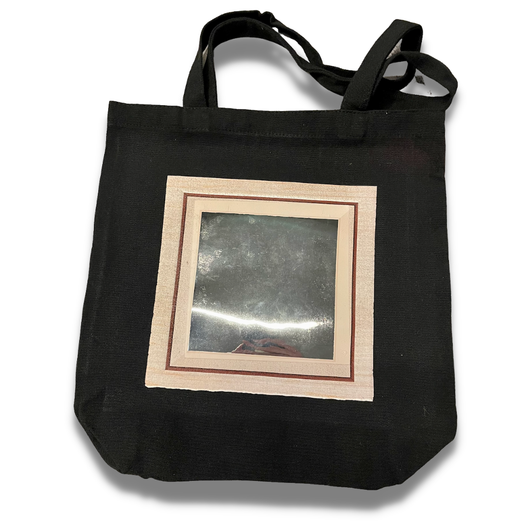 Mirror Tote - Black Canvas Tote Bag