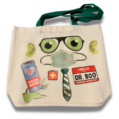 Dr. Boo - Duotone Green/White Canvas Tote Bag