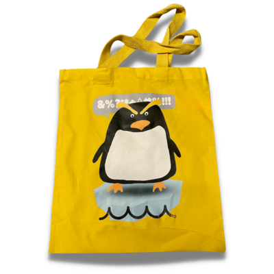 Grumpy Penguin - Yellow Canvas Tote Bag