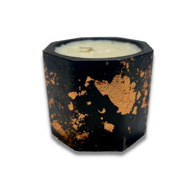 Concrete Jar Scented Candle in Black with Gold Leaf