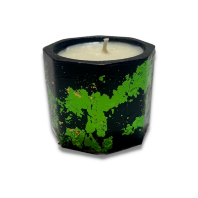 Concrete Jar Scented Candle in Black with Green Leaf